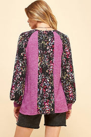 SALE!! 97 CP-I {All In Order} Magenta Top w/Print Contrast PLUS SIZE XL 2X 3X