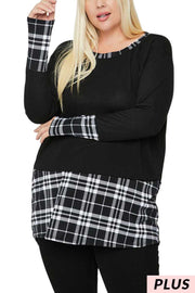 SALE!! 23 CP-L {Cut It Short}  Black With White Plaid Tunic PLUS SIZE XL 2X 3X