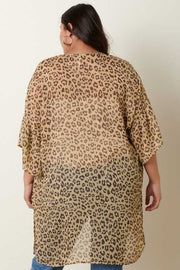 SALE!!  64 OT-I {New Goals} Yellow Leopard Prnt Kimono PLUS SIZE XL 1X 2X