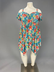 SALE!! 36 OS-A {Too Good To Me} Mint Floral V-Neck Dress CURVY BRAND!!!  EXTENDED PLUS SIZE 1X 2X 3X 4X 5X 6X