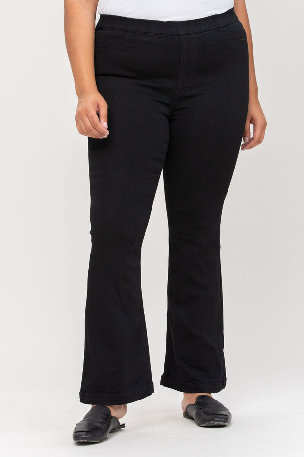 LEG-66 {Strong Spirit} Black Stretch Flared Pants  PLUS SIZE 1X 2X 3X