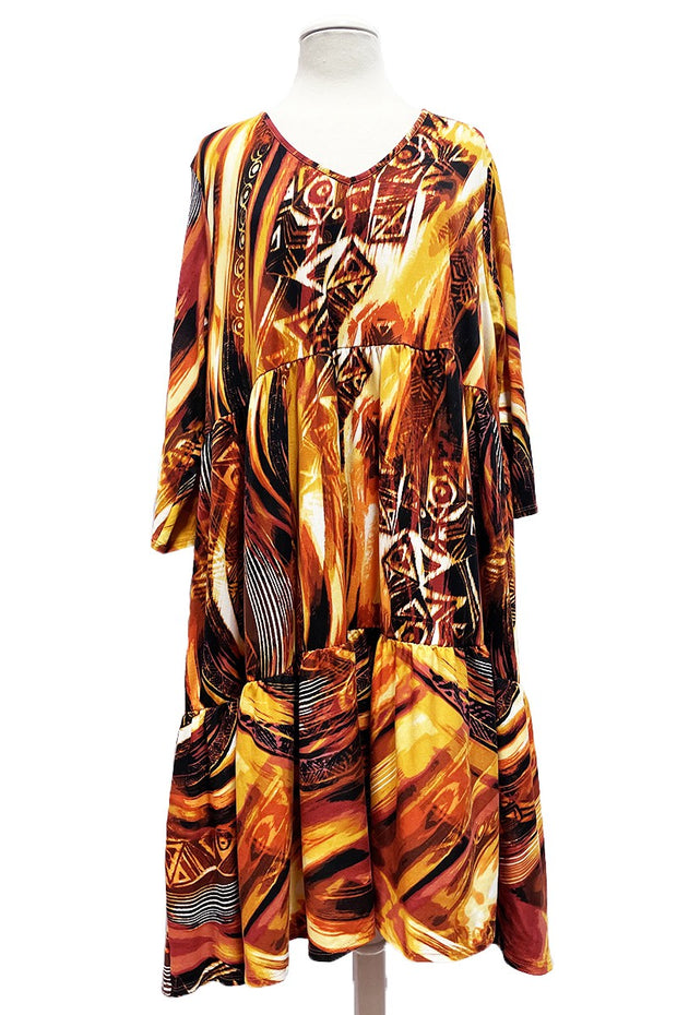 24 PQ {Pretty And Polished} Orange/Rust Print Tiered Dress EXTENDED PLUS SIZE 3X 4X 5X