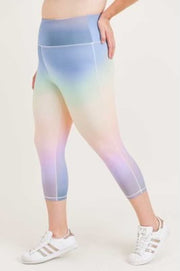 LEG-44 {Pastel Delight} Pastel Tie Dye Capri Leggings PLUS SIZE XL 1X