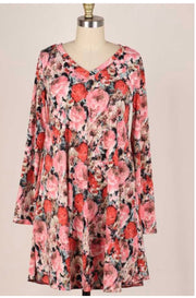 SALE!! 45 PLS-D {All Of Me} Mauve Multi Rose Printed Dress Plus Size XL 2X 3X