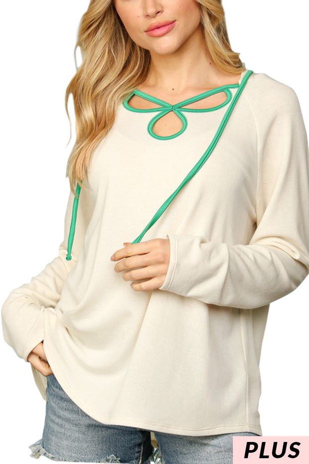 SALE!! 12 HD-O {Trust Your Gut} Oatmeal Hoodie w/Kelly Green Piping PLUS SIZE XL 2X 3X