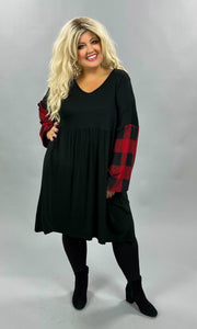 SALE! 37 CP-E {Know Your Worth}  Black Red Plaid Babydoll Tunic PLUS SIZE XL 2X 3X