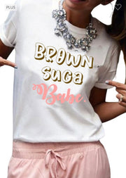 54 GT-G {Brown Suga Babe} Ivory Graphic Tee PLUS SIZE 1X 2X 3X