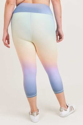 LEG-44 {Pastel Delight} Pastel Tie Dye Capri Leggings PLUS SIZE XL 1X