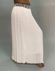 SALE!! BT-A Off-White Pleated Skirt  with Wide Elastic Banded Waist  PLUS SIZE