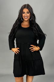 85 SQ {Your Dream Girl} Black Tiered Round Neck Dress PLUS SIZE 1X 2X 3X