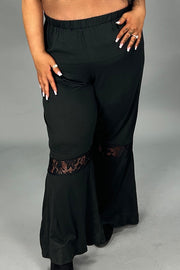 SALE!! BT-Z {Little Bit Hippy} Black Buttersoft Pants w/Lace Inset CURVY BRAND!!!  1X 2X 3X 4X 5X 6X  (May Size Down 1 Size)