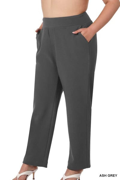 BT-99  {Setting The Standard} Ash Grey Wide Waist Pants PLUS SIZE 1X 2X 3X