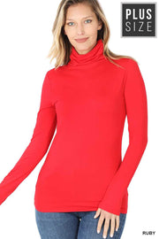 SALE!! 56 SLS-H {Best There Is} Ruby Red Gathered Turtleneck Top PLUS SIZE 1X 2X 3X