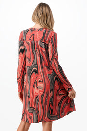 SALE!! 95 PLS-A {Keep The Swirls} Red Print Dress W/Pockets PLUS SIZE 1X 2X 3X