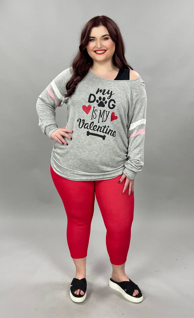 SALE!! GT-V " My Dog Is My Valentine"  Oversized Gray French Terry Top