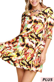 SALE!!   47 PQ-B {Brighten My World} Abstract Print w/Pockets PLUS SIZE 1X 2X 3X