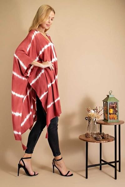 SALE!! 93 OT-C {Life Is Good} Brick Red Tie Dye Kimono PLUS SIZE 1X/2X  2X/3X