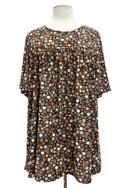 SALE!! 18 PSS {Wildflower Dreams} Black/Brown Floral Top  PLUS SIZE 1X 2X 3X