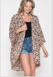 SALE!! 91 OT-I {Confident Lady} Mocha/Black Leopard Print Kimono PLUS SIZE 1X 2X 3X