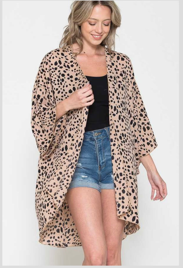 SALE!!  91 OT-I {Confident Lady} Mocha/Black Leopard Print  Kimono PLUS SIZE 1X 2X 3X