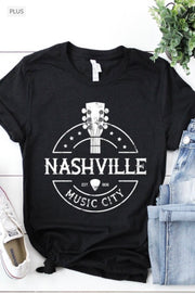 60 GT-A {Nashville Music City} Heather Black Graphic Tee PLUS SIZE 2X 3X