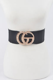 SALE!! BELTS {GO} Black Stretch Belt w/Gold EXTENDED PLUS SIZE