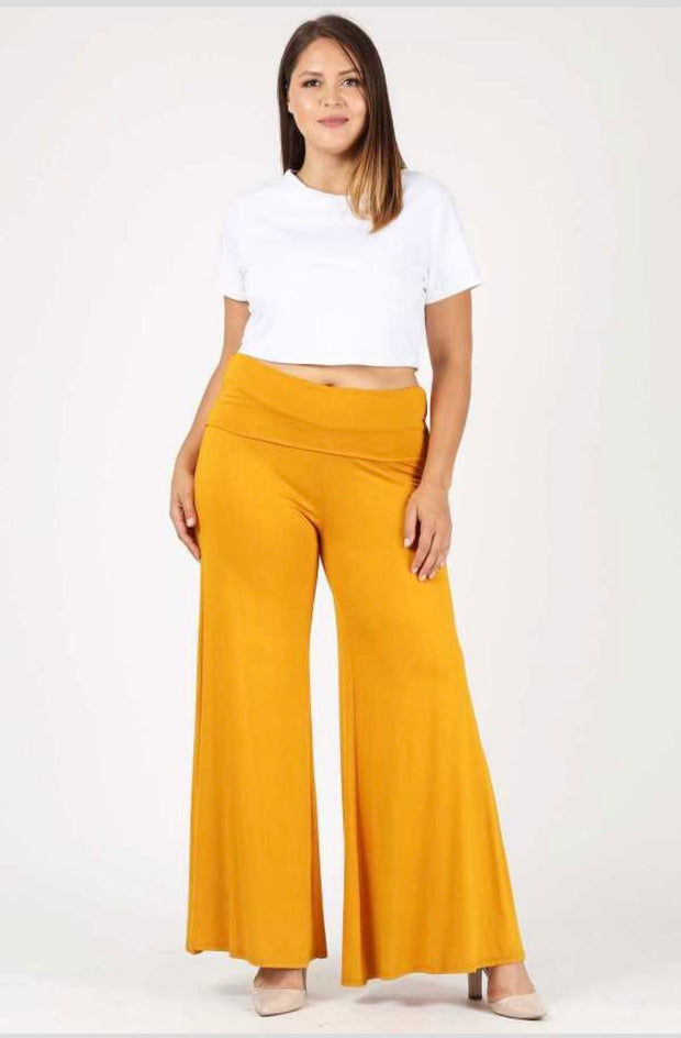 LEG-E  {Fly Girl} Mustard Wide Leg Banded Pant  PLUS SIZE 1X 2X 3X