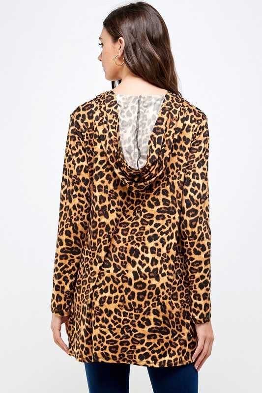 SALE!   22 OT-P {Hold On Tight} Leopard Hooded Cardigan  PLUS SIZE XL 2X 3X