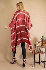 93 OT-C {Life Is Good} Brick Red Tie Dye Kimono PLUS SIZE 1X/2X  2X/3X