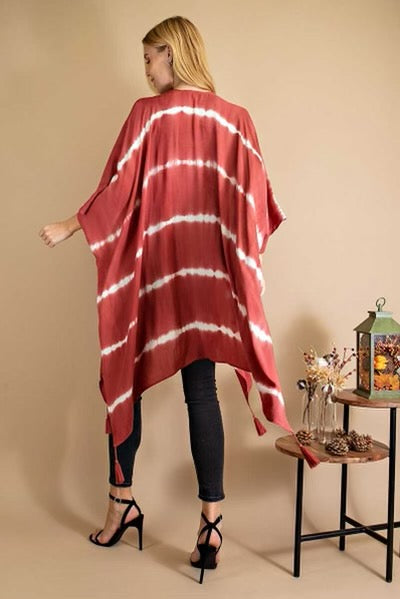 SALE!! 93 OT-C {Life Is Good} Brick Red Tie Dye Kimono PLUS SIZE 1X/2X  2X/3X