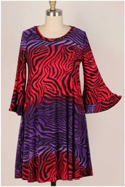 SALE!! 94 PQ-H {If I Were Your Tiger} Red/Purple Tiger Print Dress PLUS SIZE 1X 2X 3X