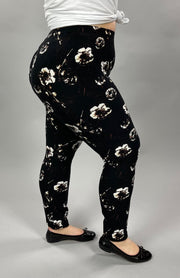 LEG-35 {The Thing Is} Black Floral Leggings  EXTENDED PLUS SIZE 3X/5X