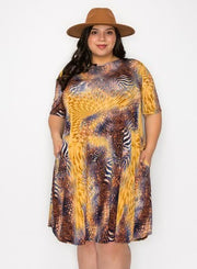 SALE!! 28 PSS {Can Do Attitude} Brown Animal Print Dress EXTENDED PLUS SIZE 4X 5X 6X