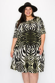 SALE!! 70 PSS {Definite Presence} Olive Animal Print Dress PLUS SIZE XL 2X 3X