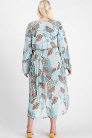 SALE!! LD-N {Makes Me Happy} Seafoam Paisley Print Duster PLUS SIZE XL 2X 3X