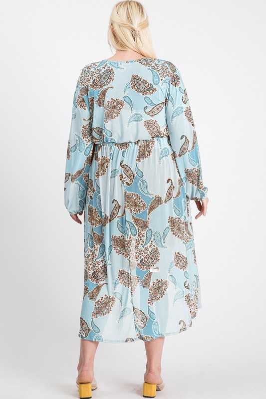 SALE!! LD-N {Makes Me Happy} Seafoam Paisley Print Duster PLUS SIZE XL 2X 3X