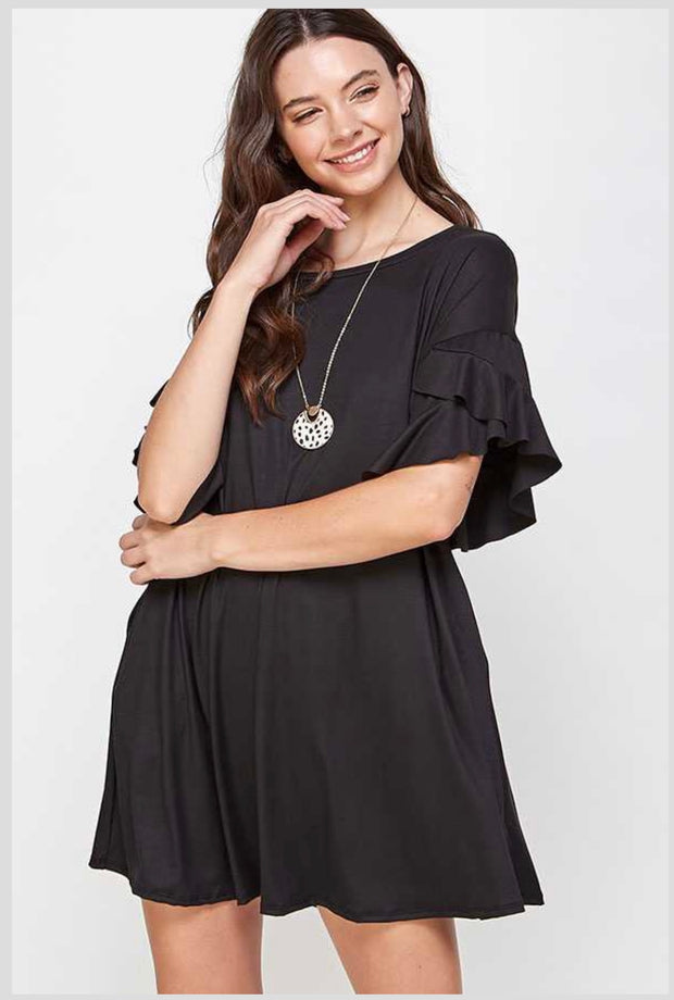 SALE!! 72 SSS-B {Living for Me} Black Dress W/Round Neck Plus Size 1X 2X 3X