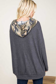 SALE!  23 HD-G {Catch Some Love}  Grey Camo  Contrast Hoodie PLUS SIZE XL 2X 3X