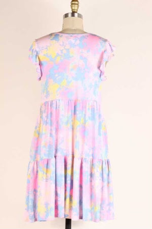 SALE!! 18 PSS-B {One For The Books} Pink Tie Dye Tiered Dress PLUS SIZE 1X 2X 3X