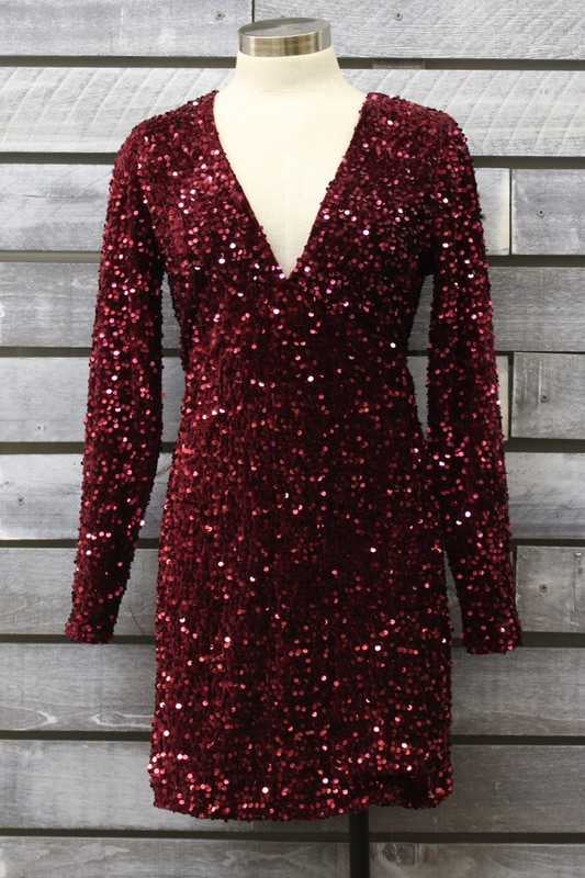 SALE!! 75 SD-D {Bold Is The New Me} Wine Sequin Lined Dress PLUS SIZE XL 2X 3X