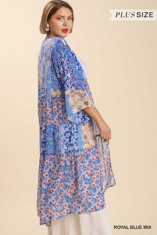 SALE!! LD-V {Delicate Delivery} Umgee Royal Blue Print Duster PLUS SIZE XL 1X 2X