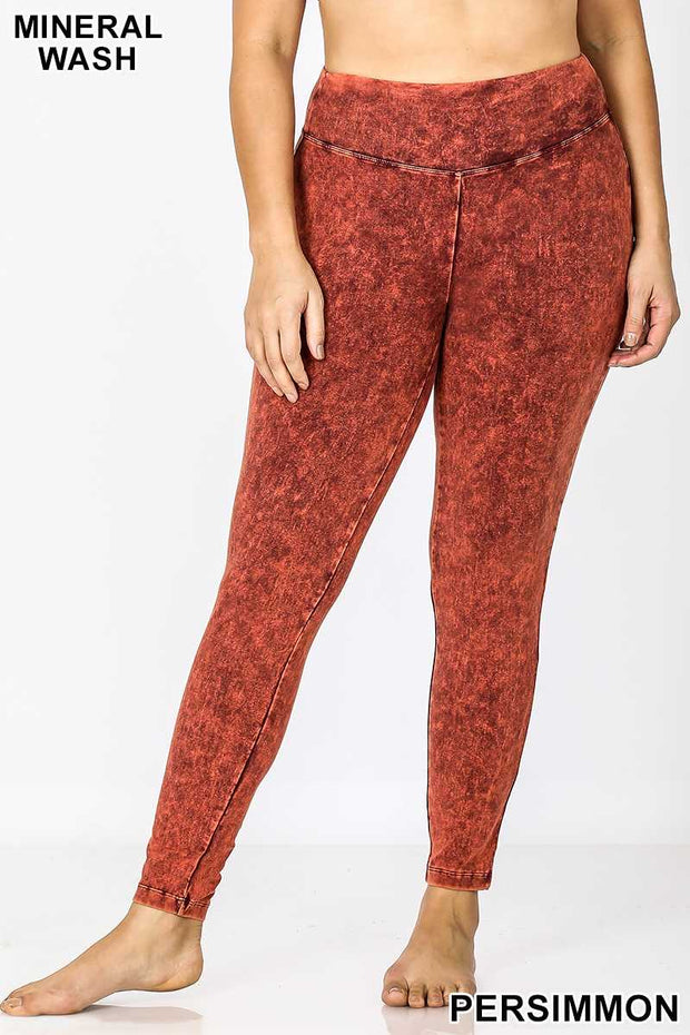 SALE!! BT-99 {Cool Touch}  Persimmon Mineral Wash Leggings PLUS SIZE 1X 2X 3X