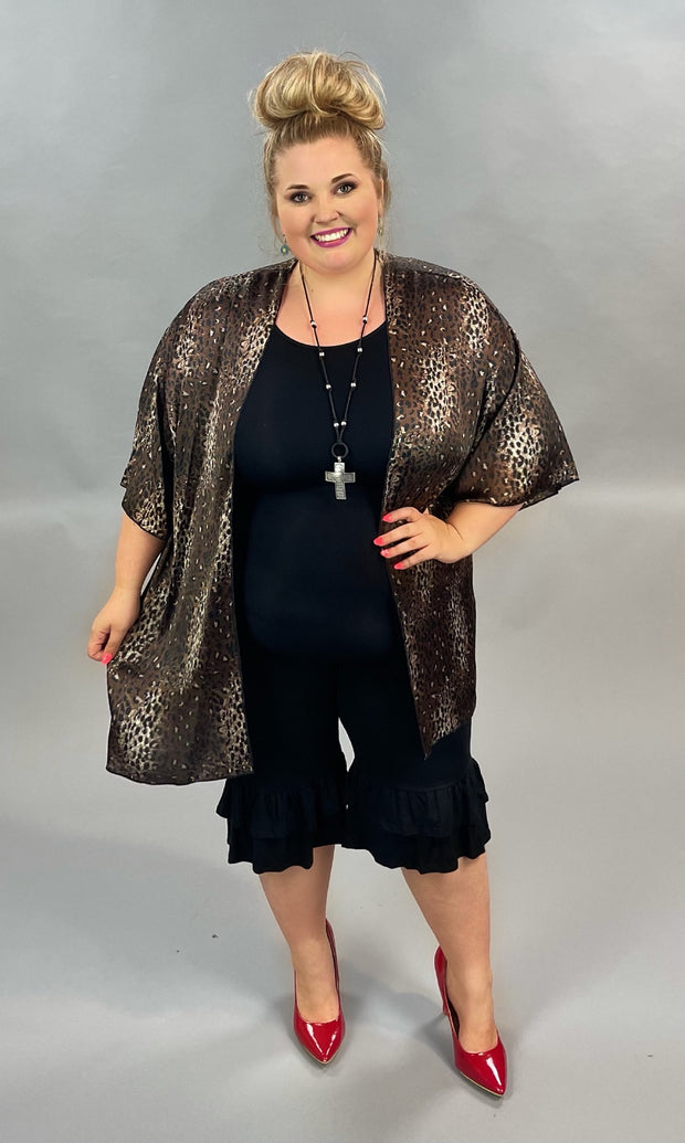 71  OT-F {Full Speed Ahead} Brown Leopard Print Kimono Plus Size 1X 2X 3X