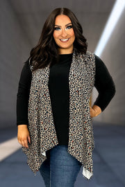 80 OT-B {Looking My Best} Taupe/Multi-Color Leopard Print Vest PLUS SIZE XL 2X 3X