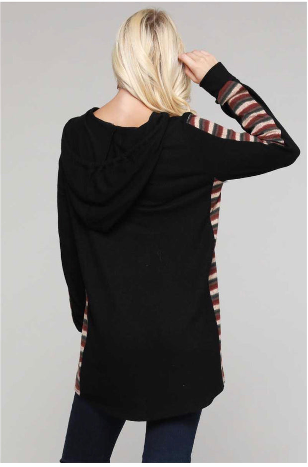 SALE!  59 OR 25 HD-K {The Night Out} Black Brown  Green Stripe Sleeve Hoodie PLUS SIZE XL 2X 3X