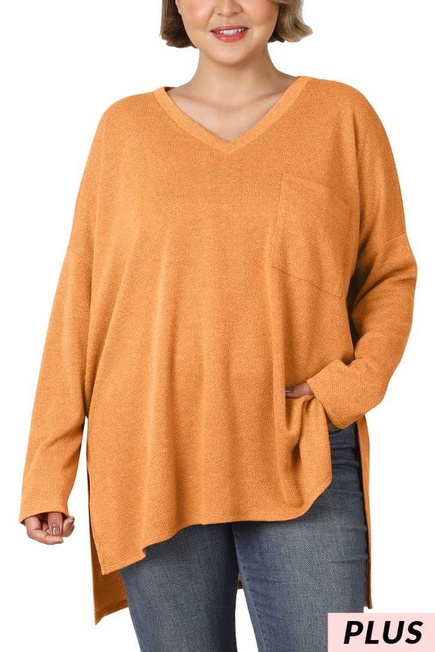 94 SLS-P  {All On You} Butter Orange Melange  Jacquard Top PLUS SIZE 1X 2X 3X