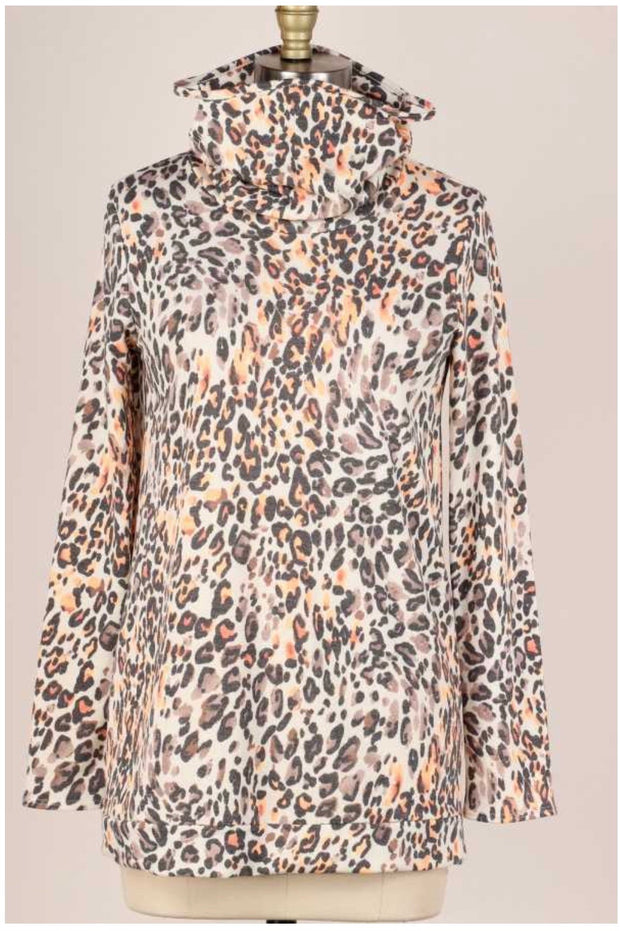 SALE!!  16 PLS-K {Burning Skies} Brown  Orange Leopard Mask Top PLUS SIZE XL 2X 3X