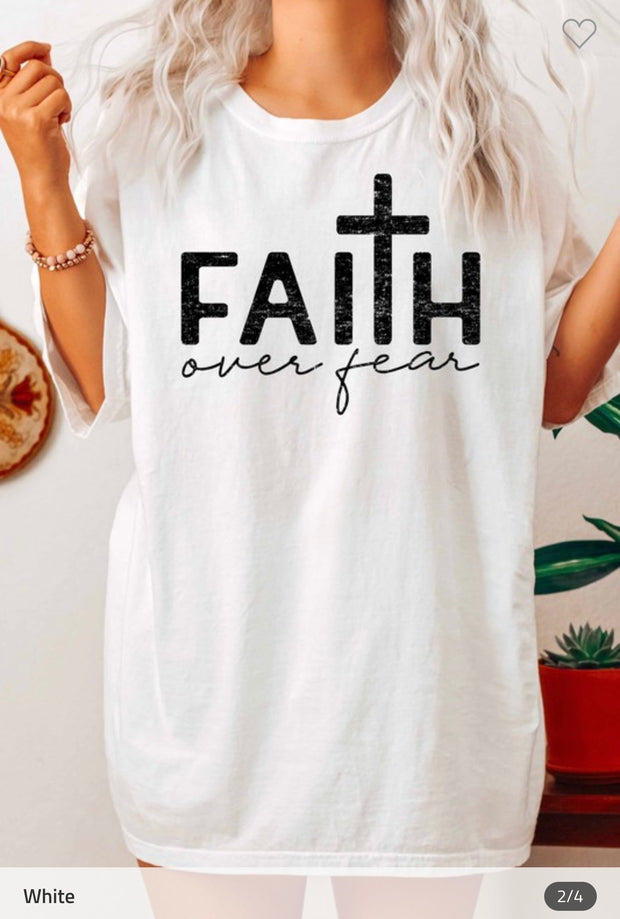 11 GT-B {Faith Over Fear} White Graphic Top PLUS SIZE 1X 2X 3X