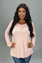 SALE!! 17 SLS {Hit The Ground Running} Dusty Blush Top w/Snaps PLUS SIZE 1X 2X 3X