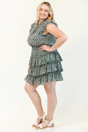 SALE!! 45 PSS-U {Feel The Fashion} Black Floral Smocked Dress PLUS SIZE XL 1X 2X